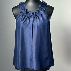 J. Crew petal collar silk button down cami - Navy blue - 2